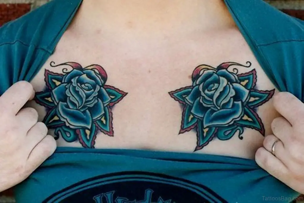 Two Blue Rose Tattoos  