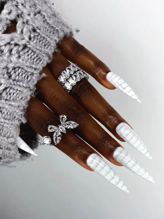 White Nails With Croc Nail Art 