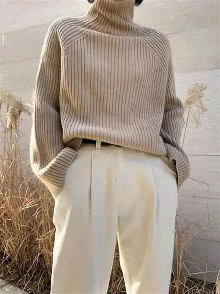 Beige Trousers With Highneck Sweaters