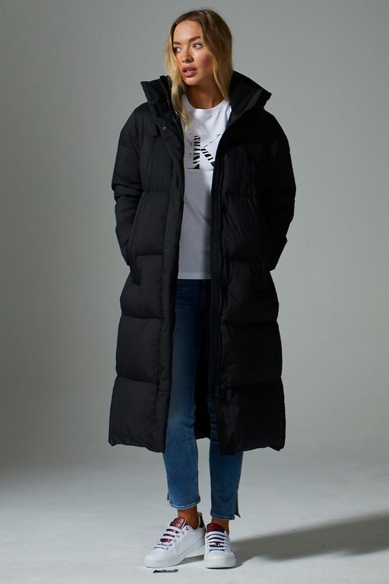 Black Oversized Puffer Coat Outfit