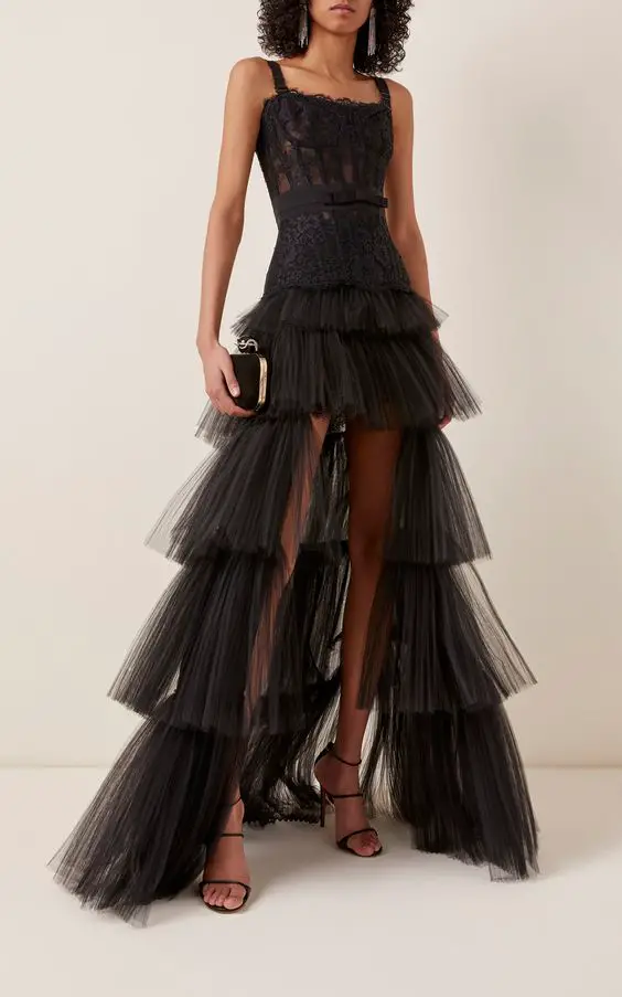 Long Tiered Skirt With Corset Top