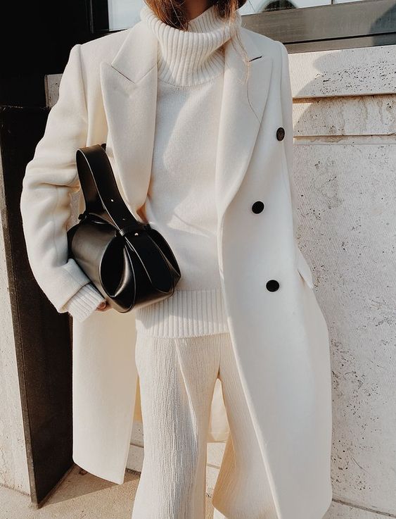 All White Monochrome Look With Winter Jacket