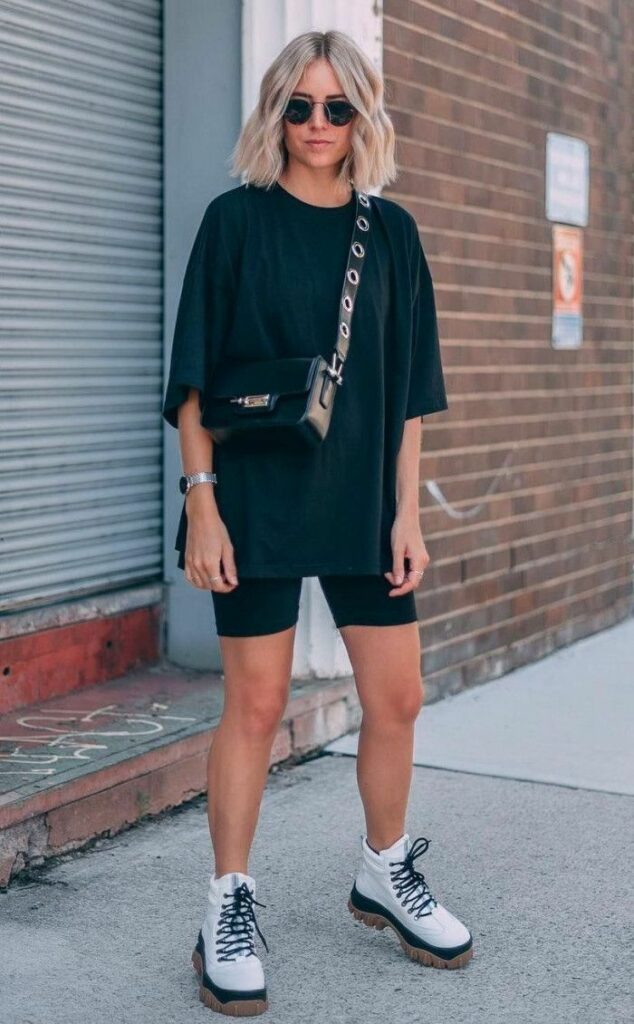 Black Oversized T-Shirt With Chunky Shoes
