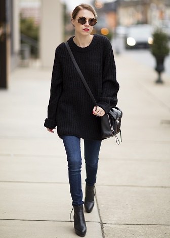 Black Oversized Sweater With Jeans