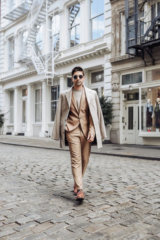 Brown Suit Monochromatic Look