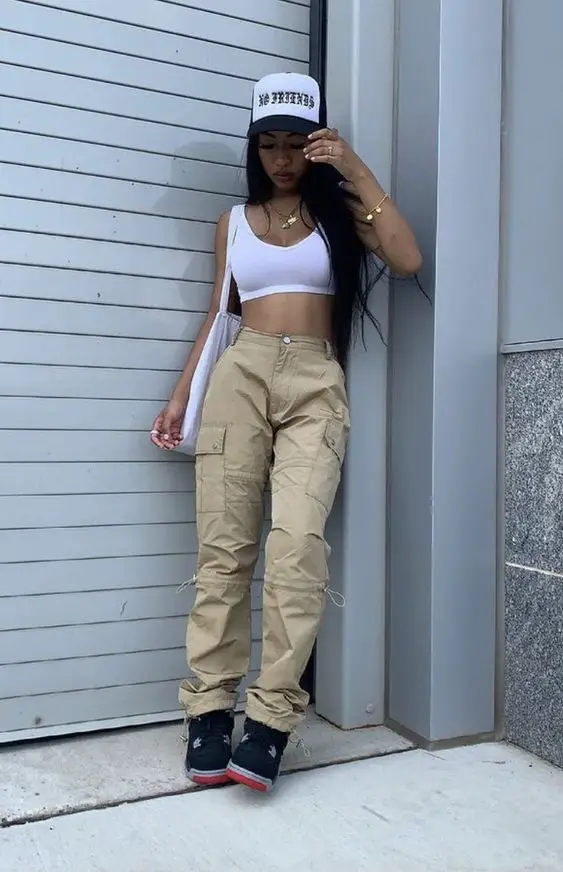 Cargo Pants With Bra Top And Accessories