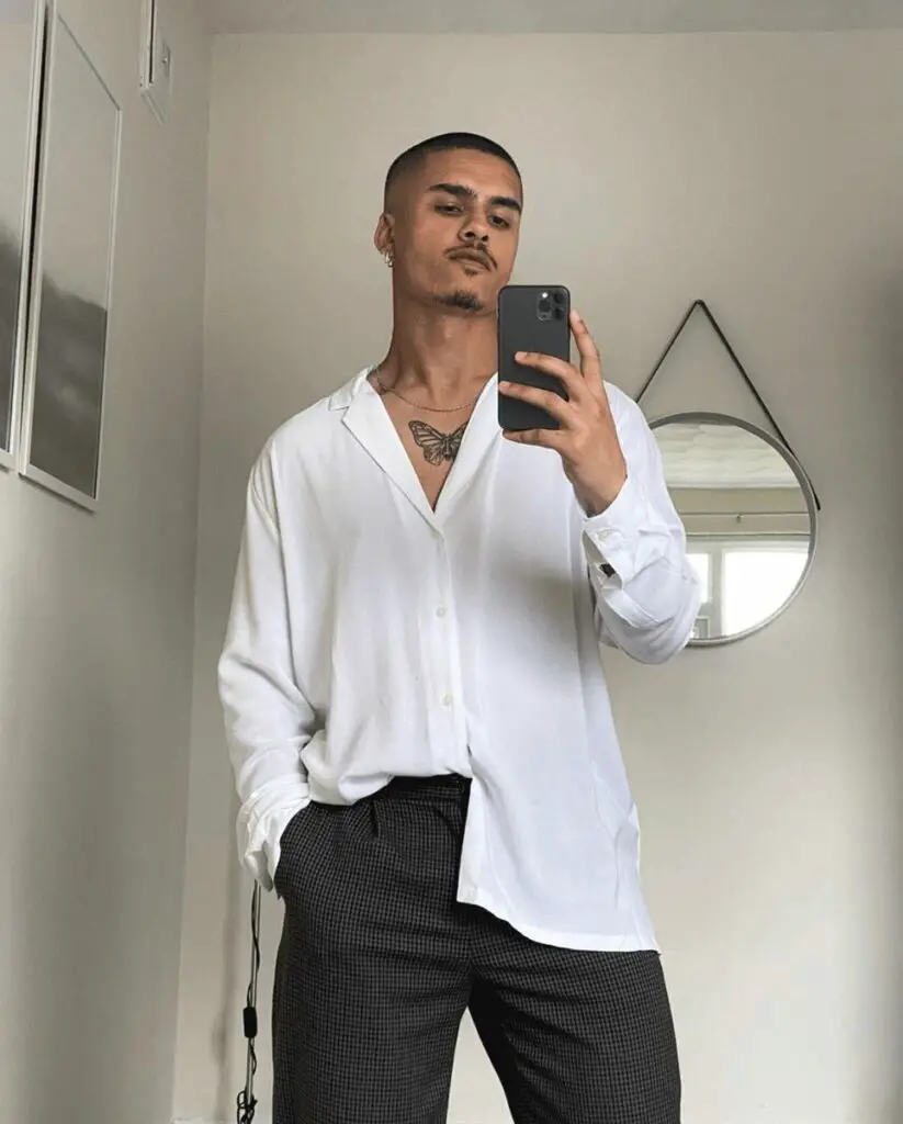 Classic White Oversized Shirt With Black Pants