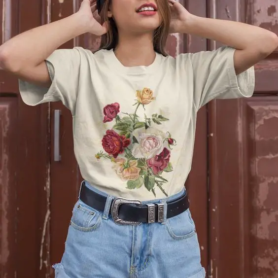 Cottage Core Oversized Printed T-Shirt