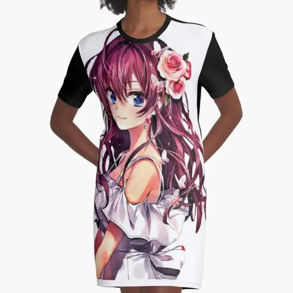 Ethereal Shirt Dress With Anime Print