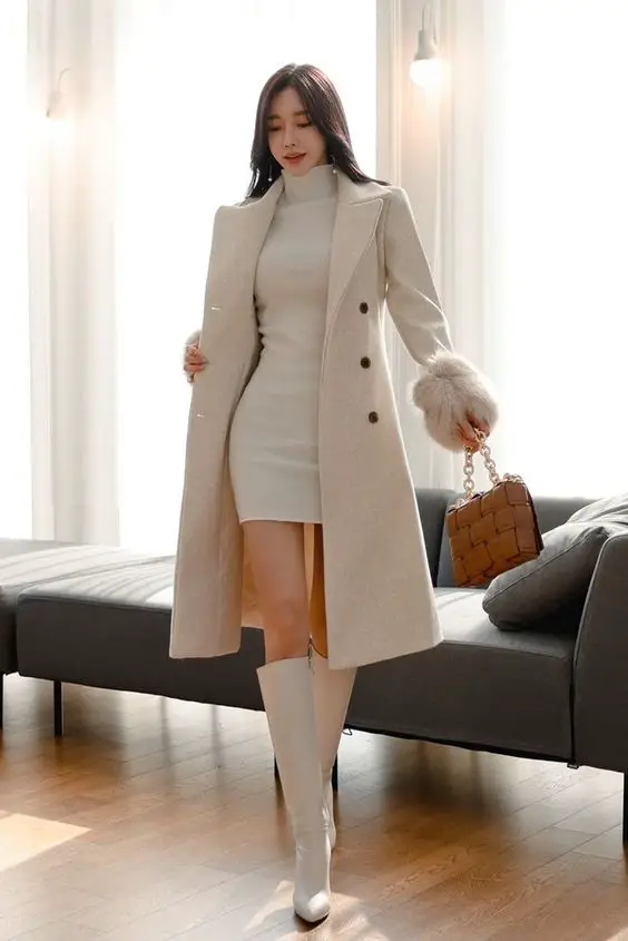 Oversized Trench Coat With Bodycon Dress