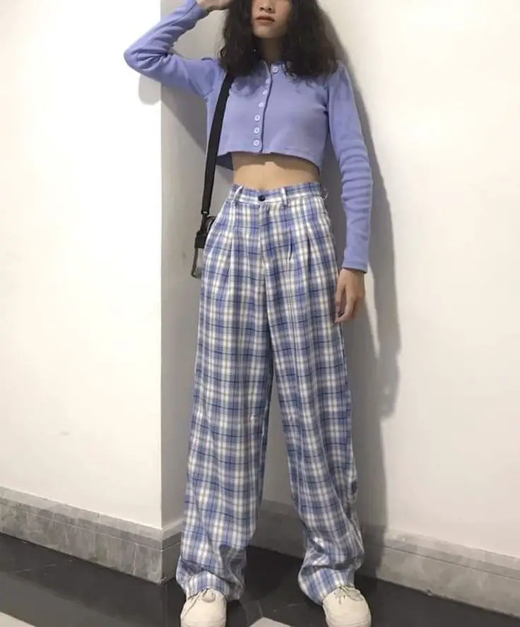 High Waisted Trousers With Cropped Button Top