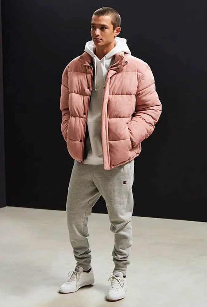 Joggers With Oversized Hoodie And Puffer Jacket