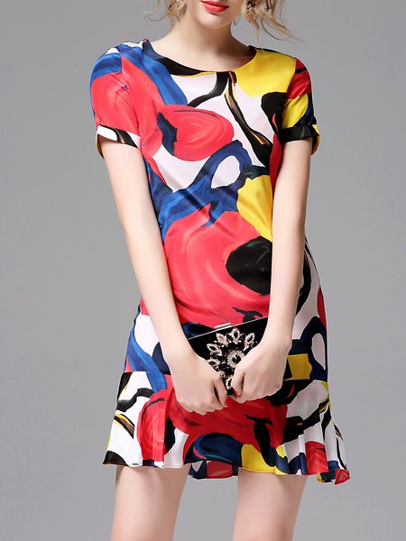 Mid Length Dress With Abstract Prints