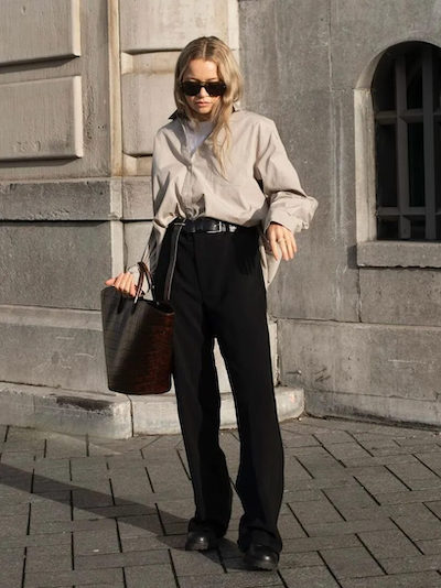 Oversized Button Down Shirt With Parallel Pants