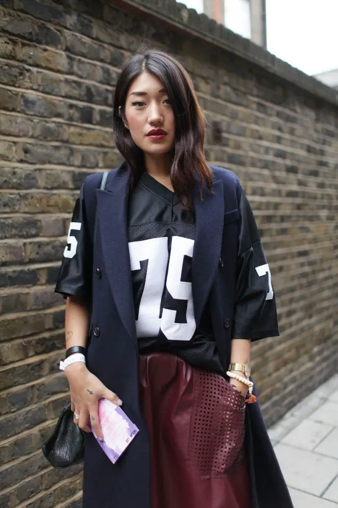 Oversized Football Jersey With Leather Pants