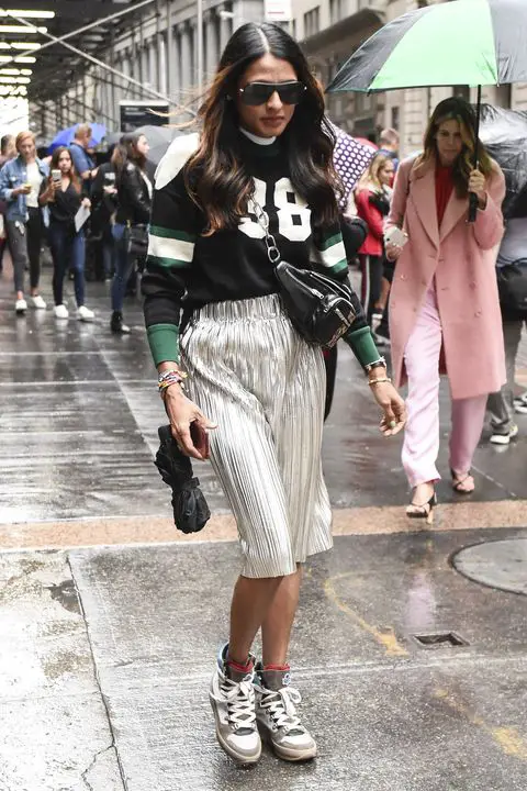 Oversized Football Jersey With Pleated Skirt