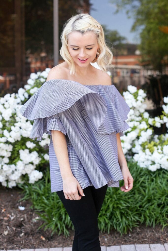 Oversized Off Shoulder Frock Top With Jeans