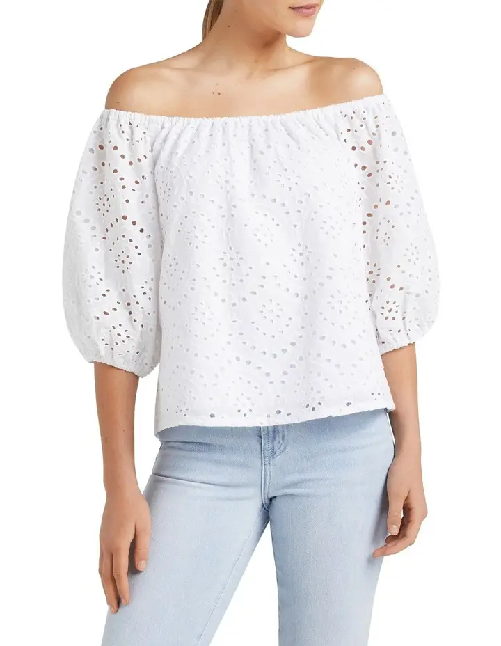 Oversized Off Shoulder Lace Top With Jeans