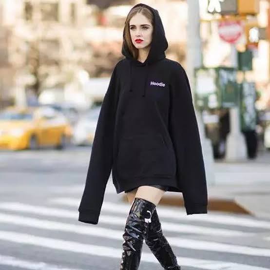 Oversized Hoodie Dress With Knee Length Boots