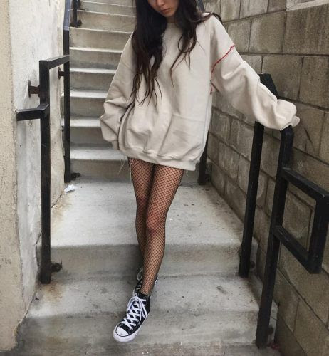 Oversized Hoodie Dress With Stockings