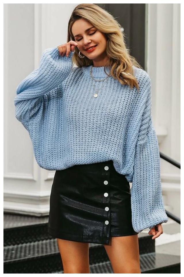 Oversized Knit Cardigan With Mini Skirt
